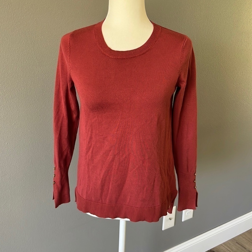 Philosphy Red Sweater with Gold Button Detail